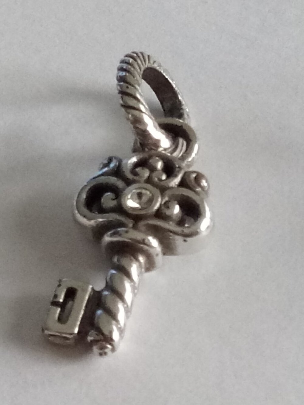 Brighton Ornate Silver  Key Charm with Crystal Accents